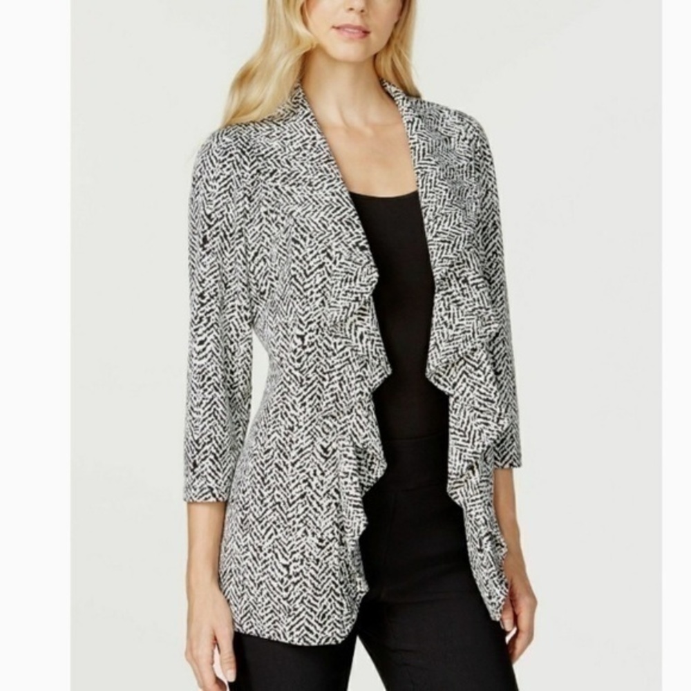 Calvin Klein animal knit open waterfall jacket